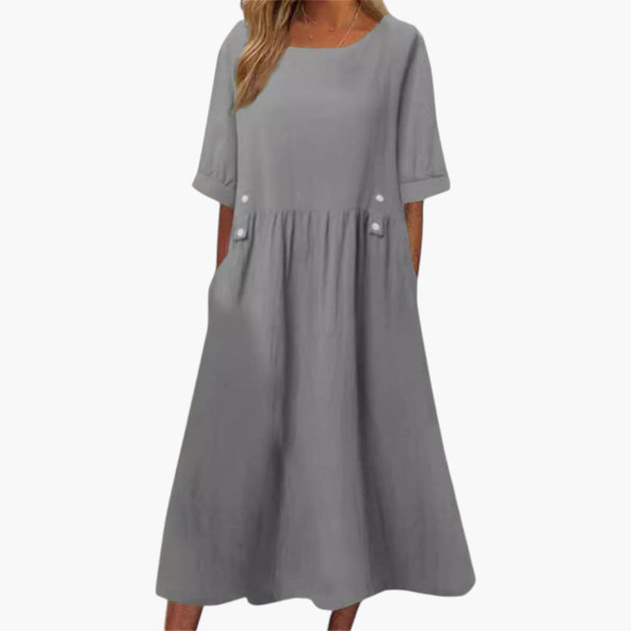 Abito midi da donna con girocollo e vestibilità morbida