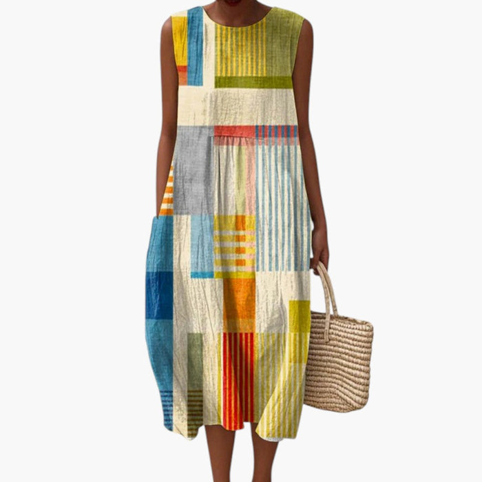 Robe midi pour femme au design sans manches et à la coupe ample