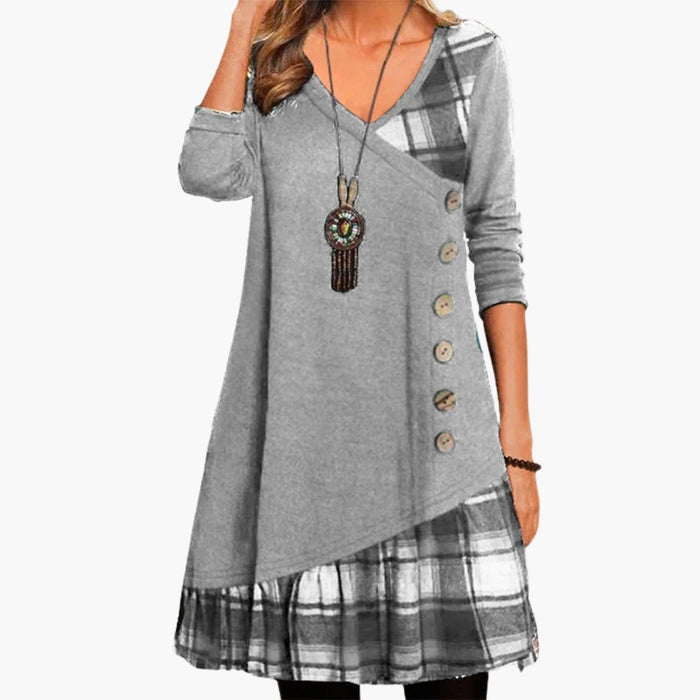 Robe pour femme à carreaux et manches longues