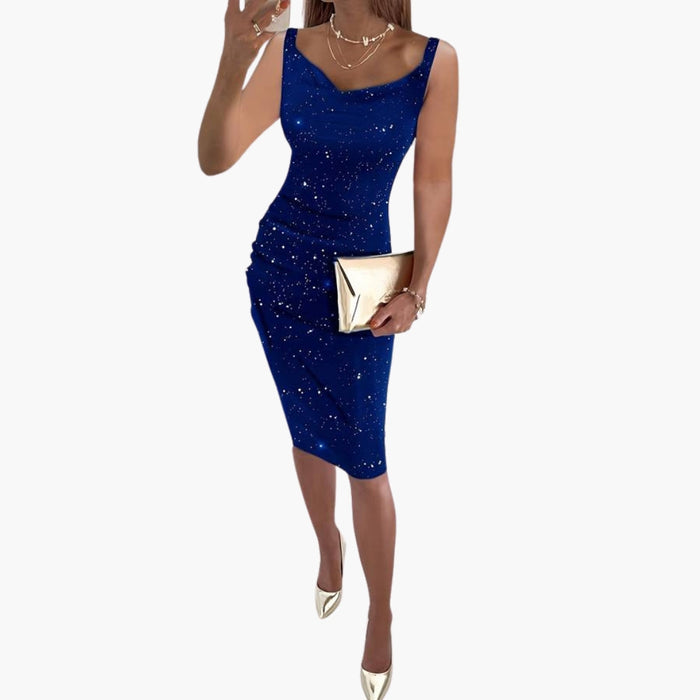 Robe femme sans manches à surface scintillante