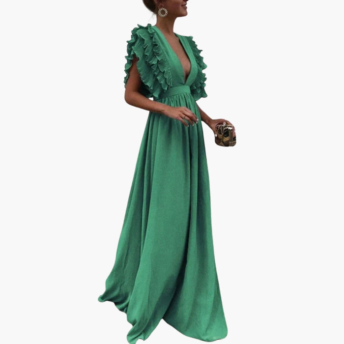 Robe longue pour femme à décolleté en V profond