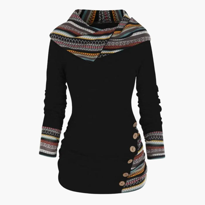 Dame sweatshirt med mønstrede manchetter