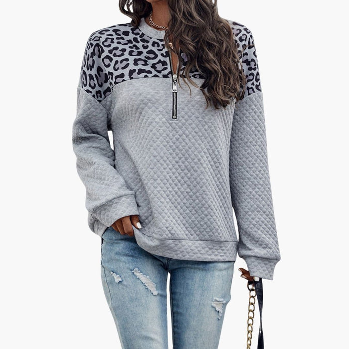 Damen-Sweatshirt mit Tiermotiv und Reißverschluss
