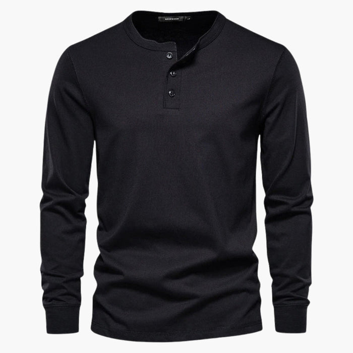 Henley-T-skjorte til menn med lange ermer