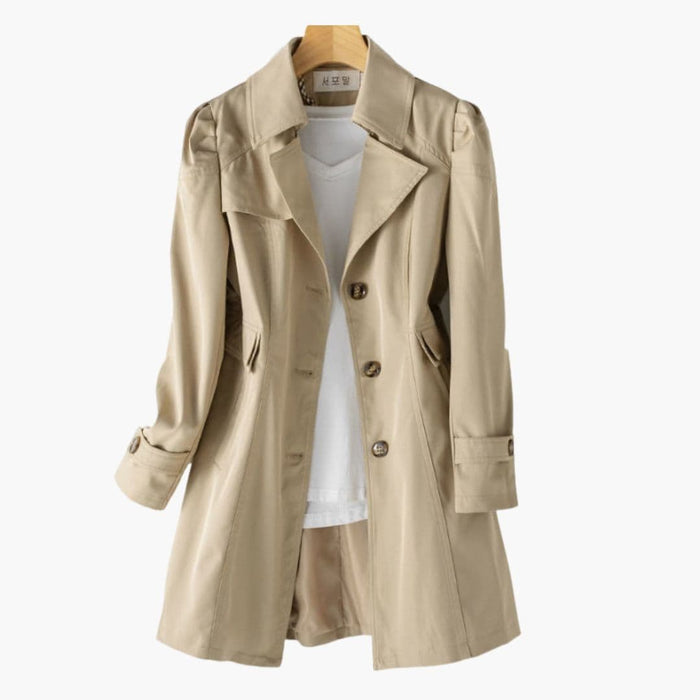 Damen-Trenchcoat mit Reverskragen und Knopfleiste