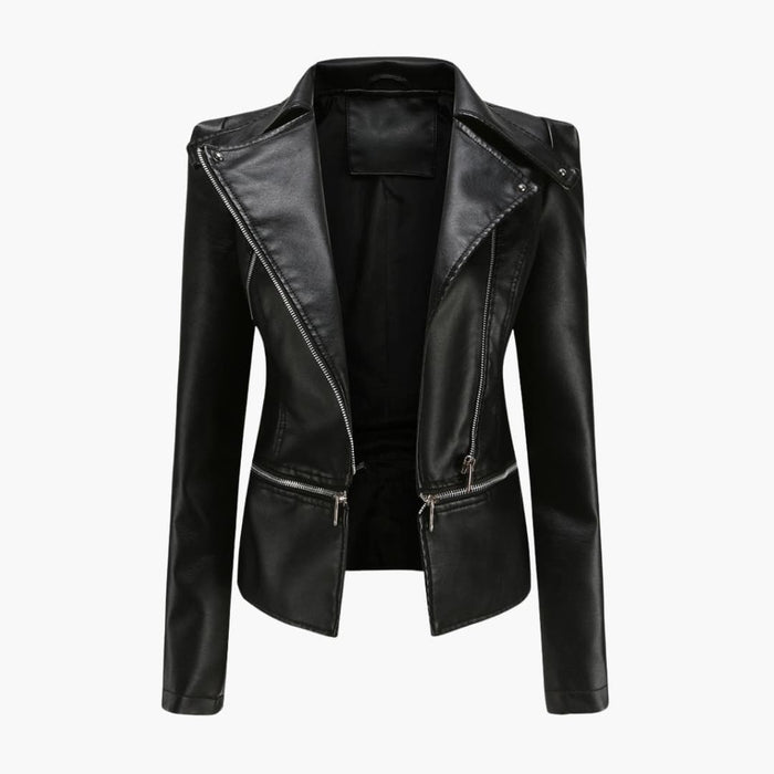 Dame Bikerjakke med Slim Fit