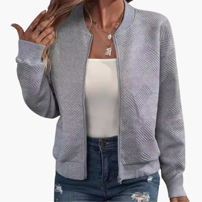 Chaqueta bomber para mujer con superficie texturizada y cremallera