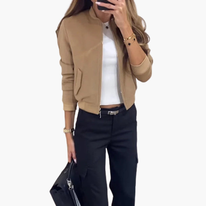 Giacca bomber da donna con collo alto e cerniera