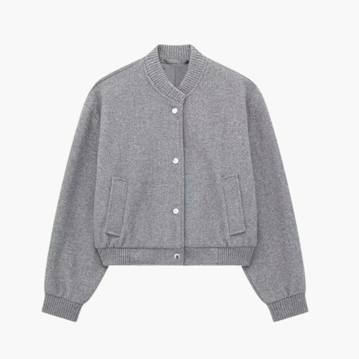 Veste bomber courte pour femme avec boutons-pression