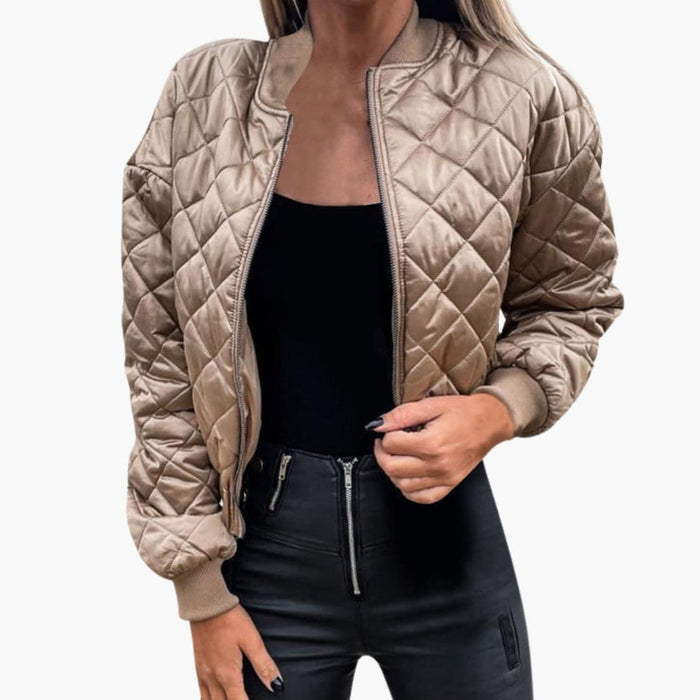 Chaqueta bomber de mujer con superficie acolchada y cremallera