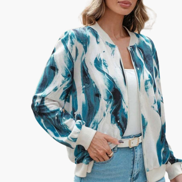 Chaqueta bomber para mujer con cremallera y puños acanalados