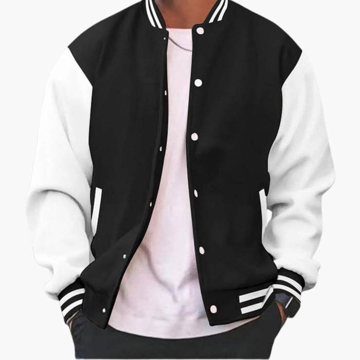 Blouson bomber pour homme avec fermeture à boutons-pression et bord-côte
