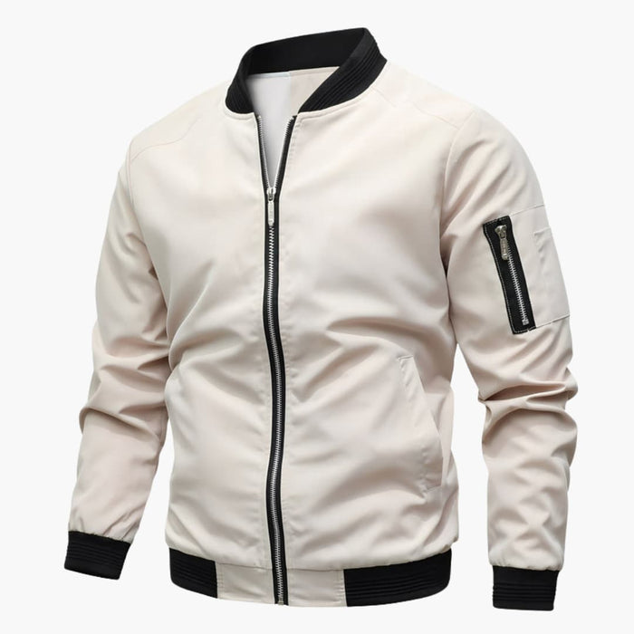 Blouson aviateur pour homme avec fermeture à glissière et poignets côtelés