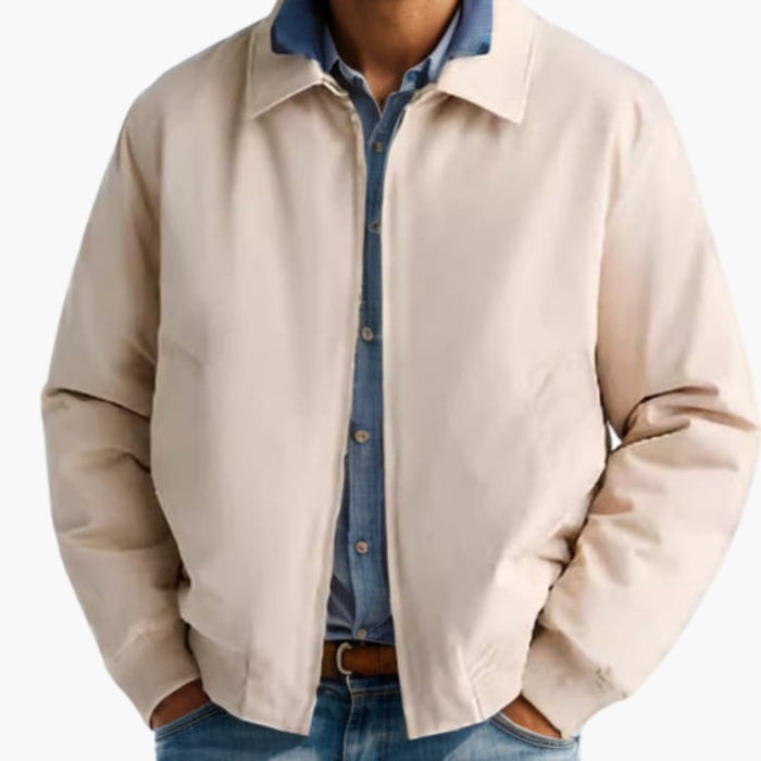 Blouson bomber homme à fermeture éclair sur le devant et détails côtelés