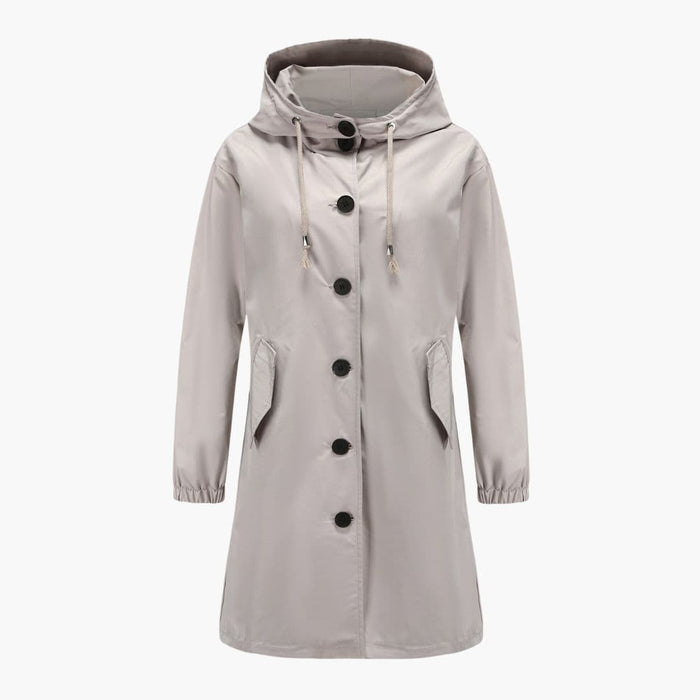 Damjacka med huva och knappstängning