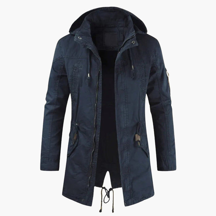 Chaqueta con capucha para hombre y cintura ajustable