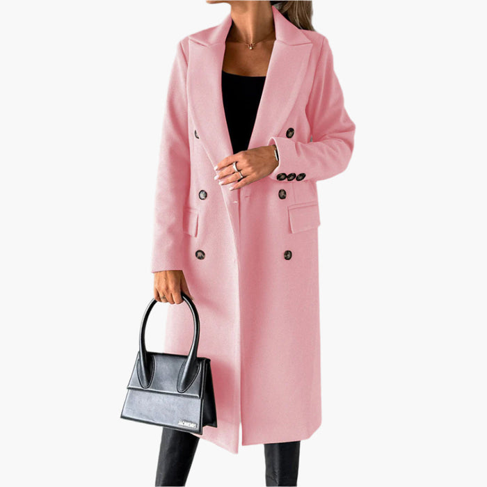 Cappotto invernale lungo da donna con doppio petto