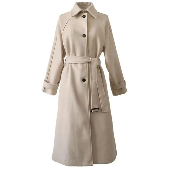 Gabardina de mujer con cinturón y solapas con muesca