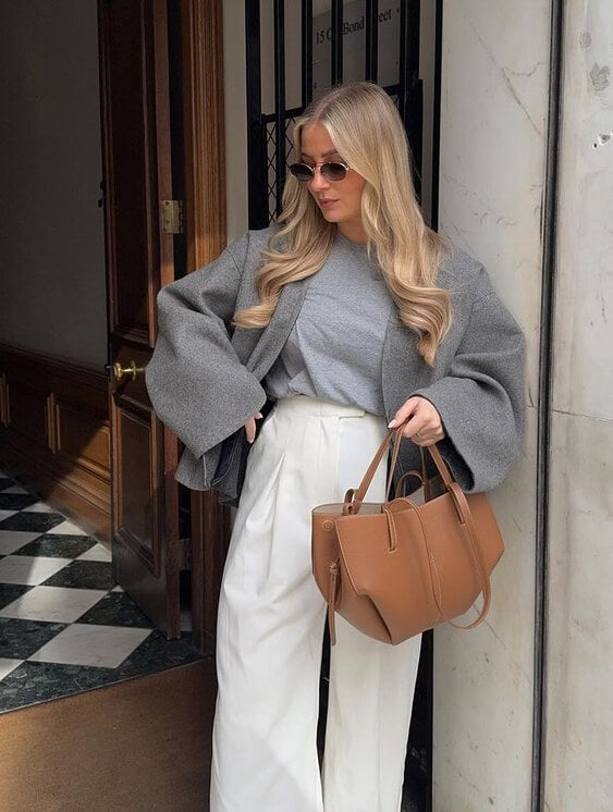Dame Vintage Tote Bag i Læder med Rummeligt Hovedrum
