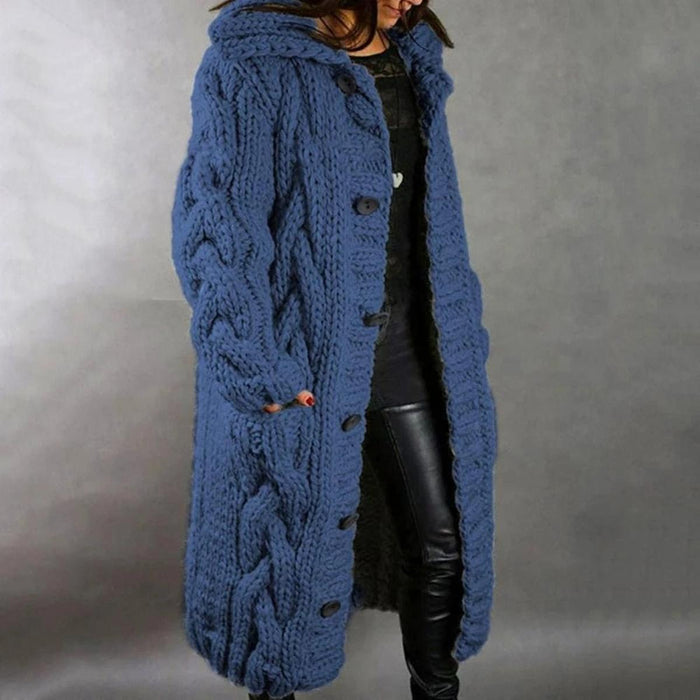 Cappotto in maglia da donna a maniche lunghe dalla vestibilità comoda con tasche