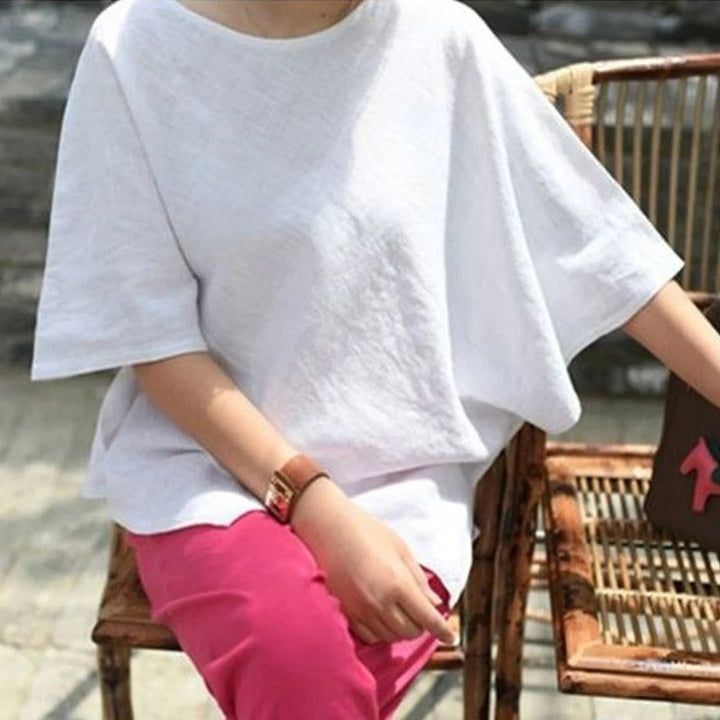 Asymmetrisk Halvermet Bluse for Kvinner