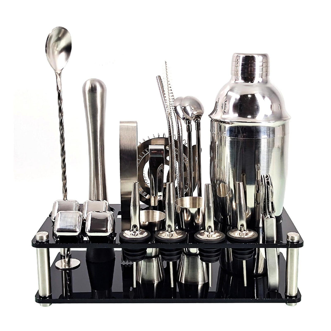 Bartender Kit i Sølv for Cocktailmiksing 23 Deler