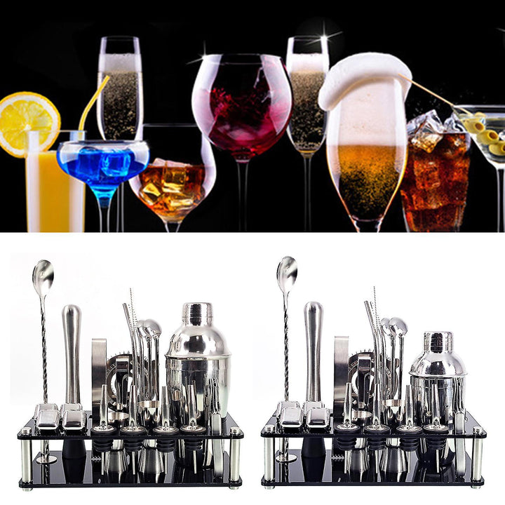 Bartender Kit i Sølv for Cocktailmiksing 23 Deler