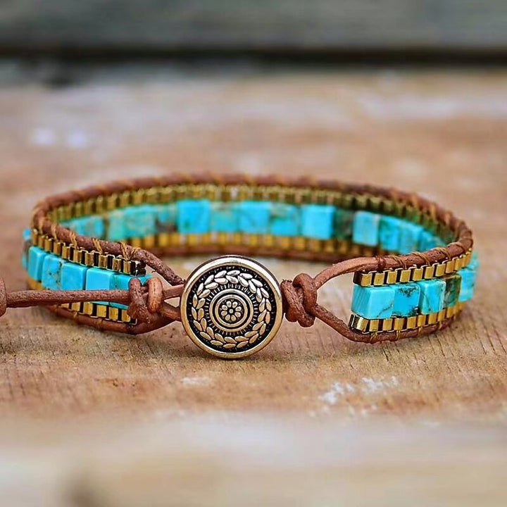 Blågrønn Armbånd for Damer i Boho Stil