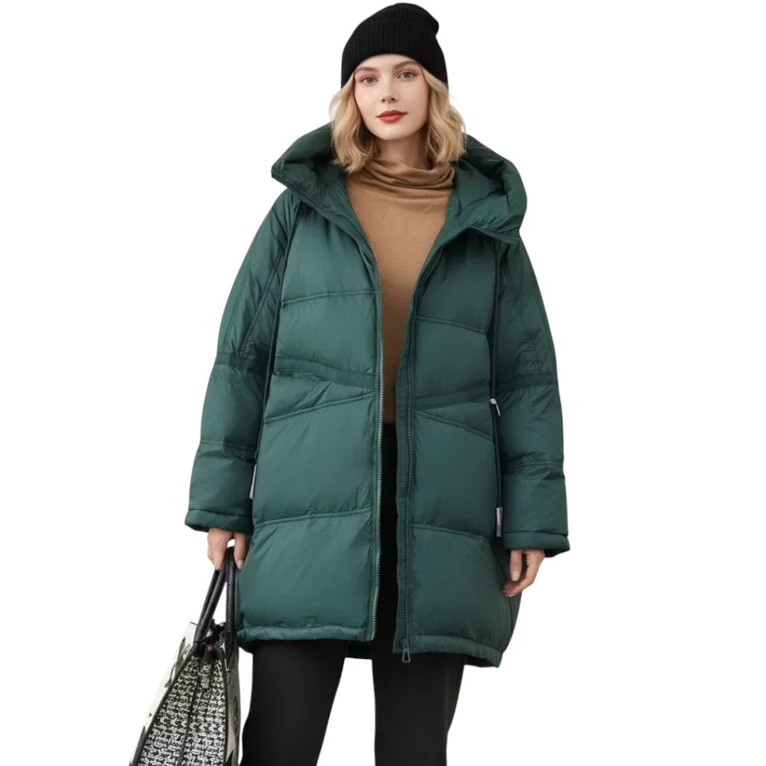 Dame Vinter Jakke med Hette - Lang og Varm Design