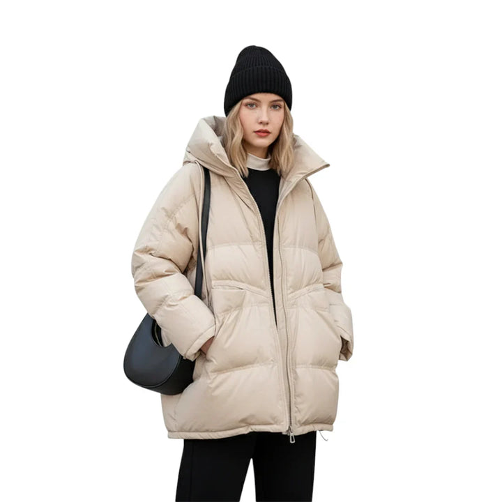 Dame Vinter Jakke med Hette - Lang og Varm Design