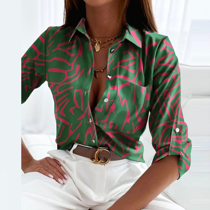 Damebluse med Omslagkrage – Elegant og Komfortabel