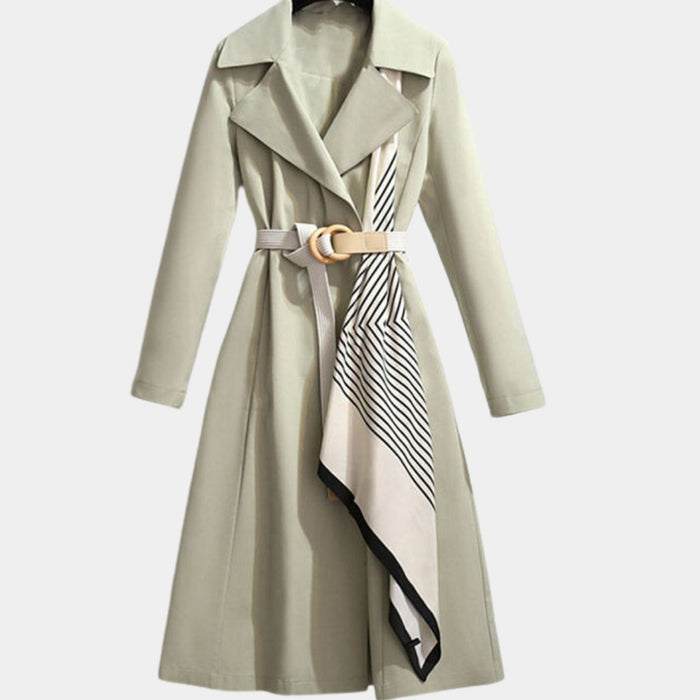 Dame Trenchcoat med Bælte og Midi Længde