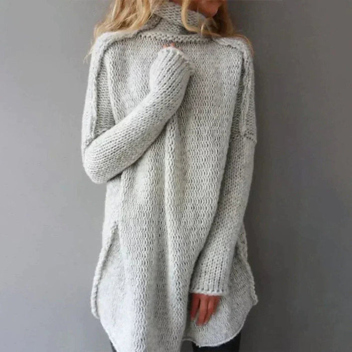Pull à col roulé oversize pour femme en grosse maille