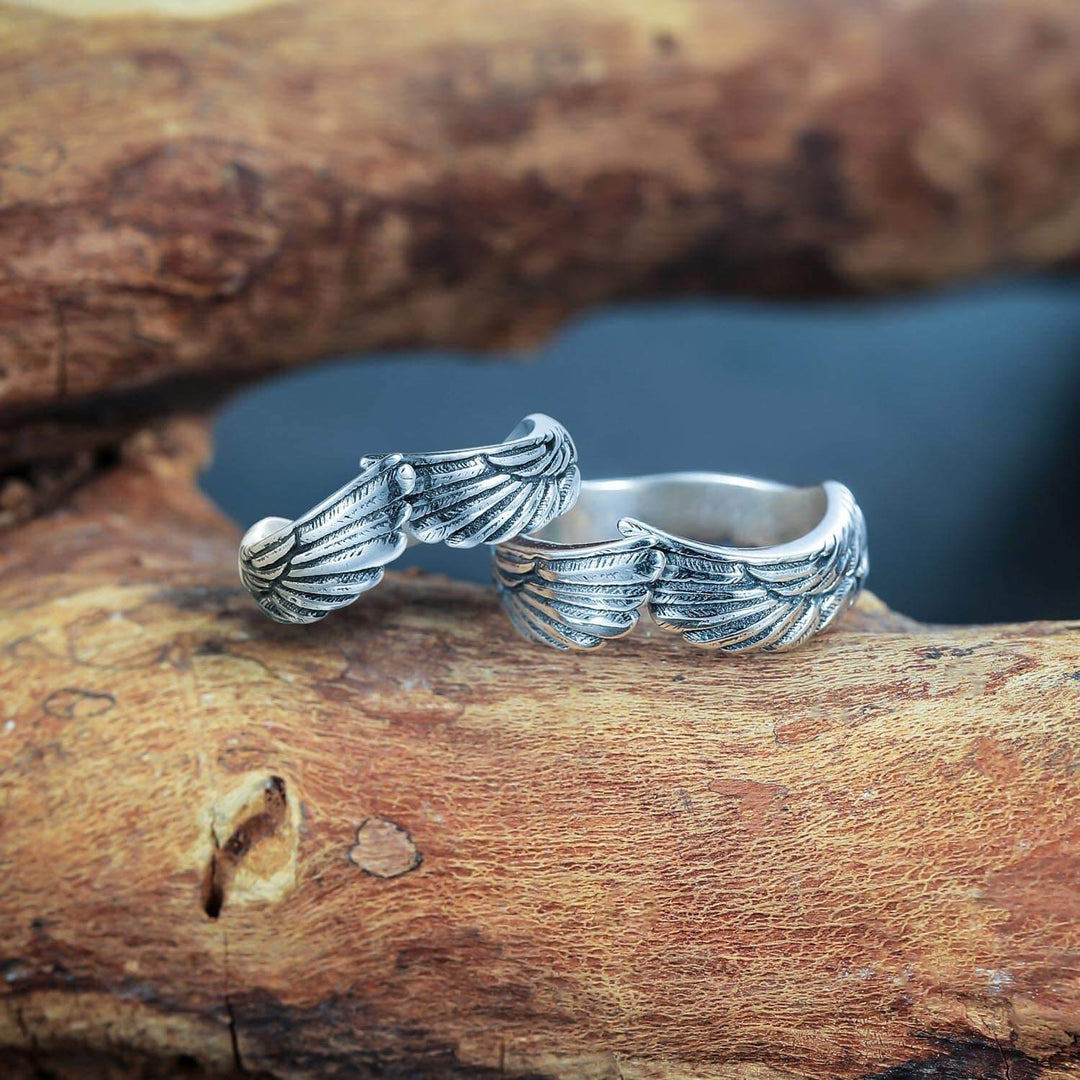 Unisex Englevinge Ring i Sølv – Beskyttende Design