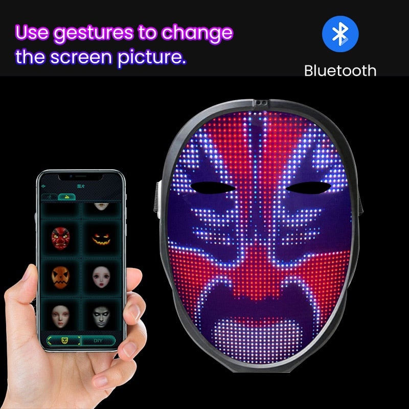 Avansert Halloween LED-maske med Bluetooth-kontroll