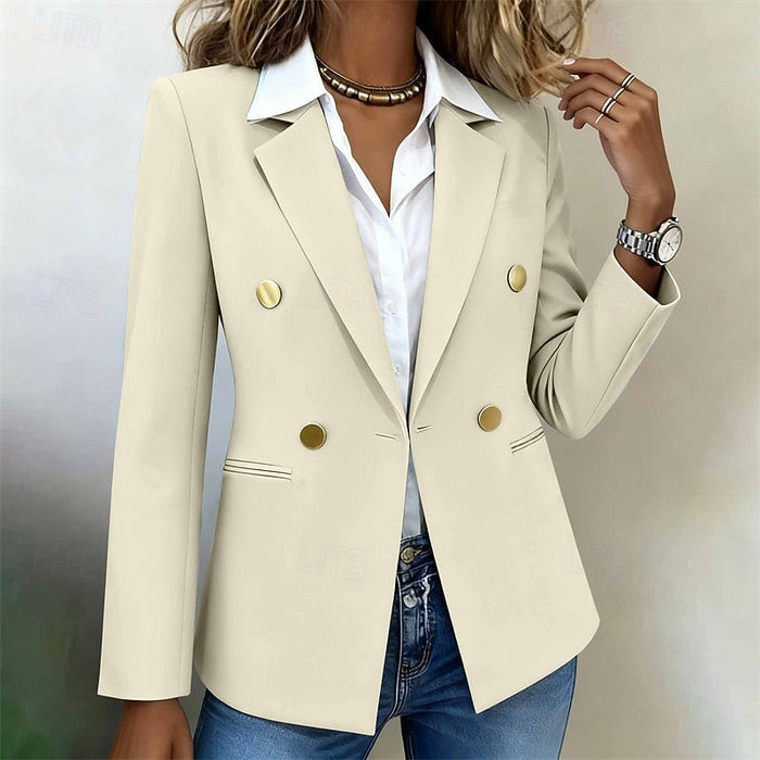 Dame Dobbeltknappet Blazer med Revers og Slank Pasform