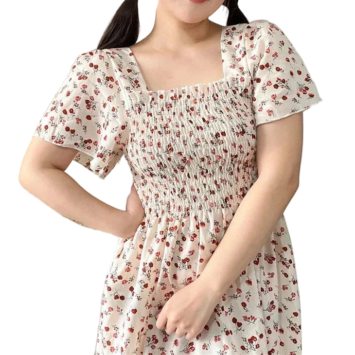 Kvinnenes Elegante Blomstrete Midikjole – Perfekt for Sommeren