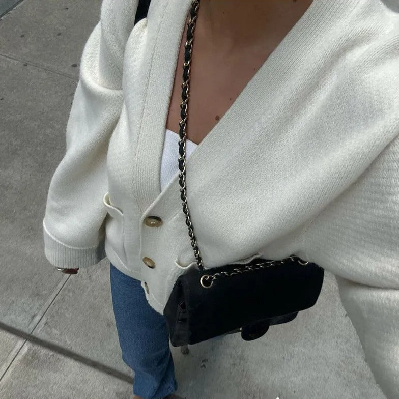 Elegant V-hals Cardigan for Kvinner