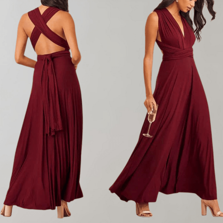 Elegant Drapert Maxi Kjole for Kvinner – Allsidig Stil