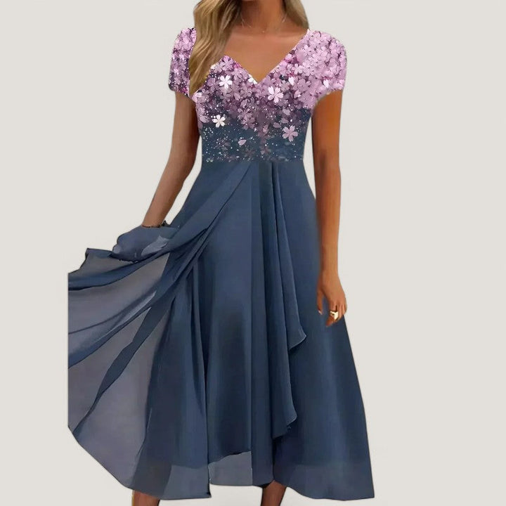 Kvinners Midi Kjole med Blomstermønster