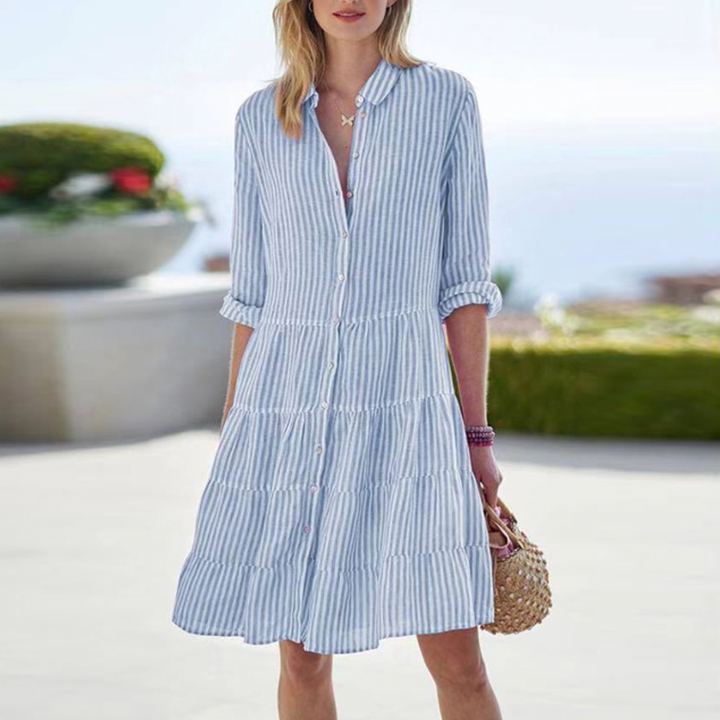 Kvinner V-hals Sommerkjole - Langt, Elegant Design