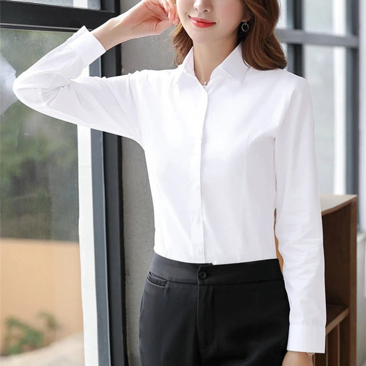 Kvinner Langermet Kontorbluse – Elegant &amp; Komfortabel