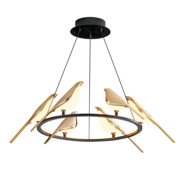 Elegant Taklampe med Forgylte Fugler