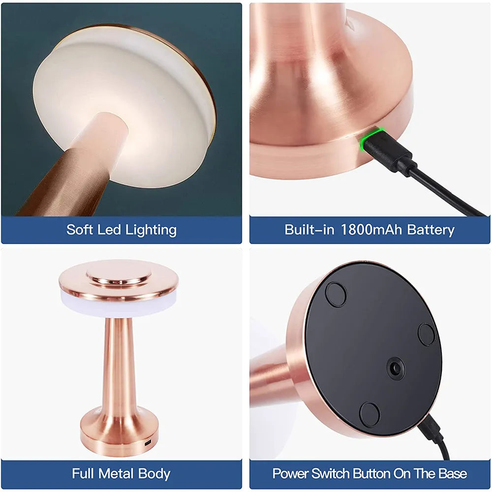 Elegant Trådløs Bordlampe med Dimmbart Lys