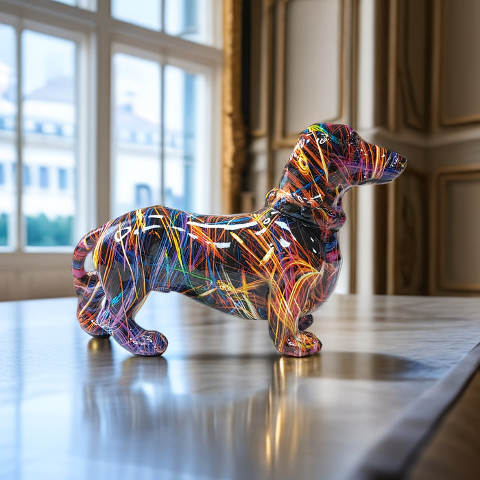Fargerik Dachshund Figur - Lekende Hjemmedekorasjon