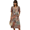 Kvinne Boho Chic Midt-lengde Kjole