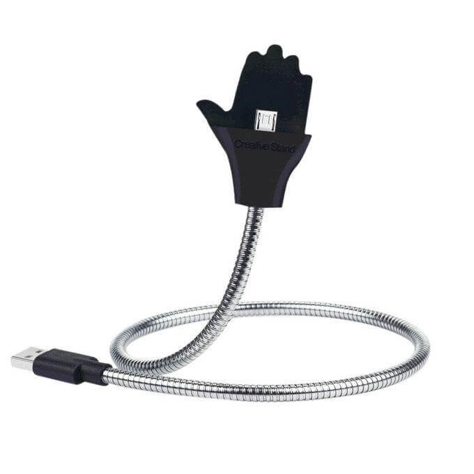 Fleksibel Ladekabel med Telefonstativ for Optimal Komfort