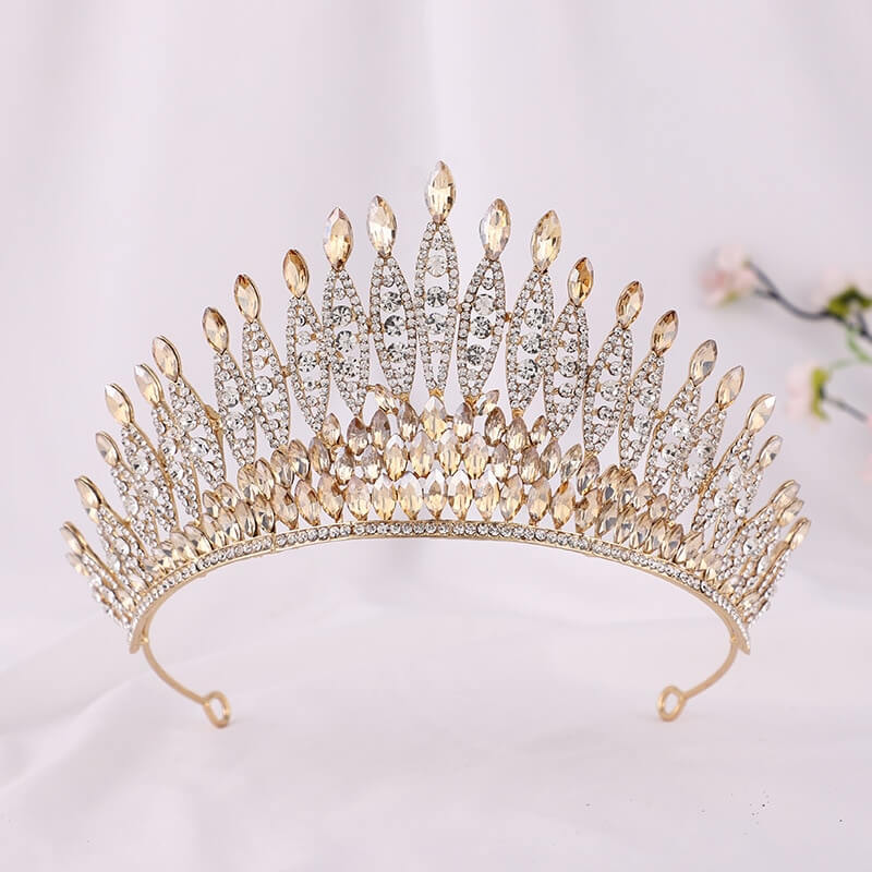 Glittrende Krystall Kongekrone Tiara for Kvinner