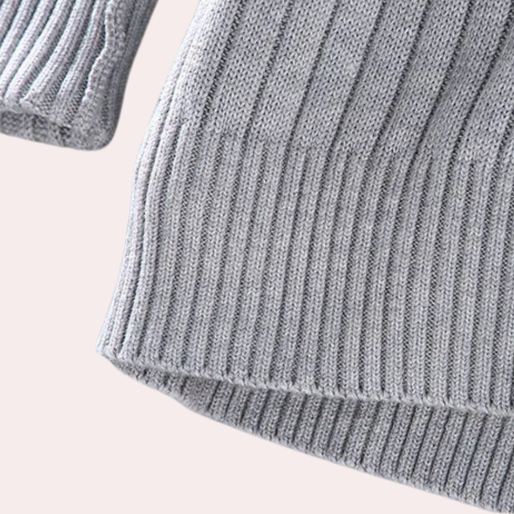 Herre Strikket Cardigan med Lynlås og Ribdetaljer til Smart Casual