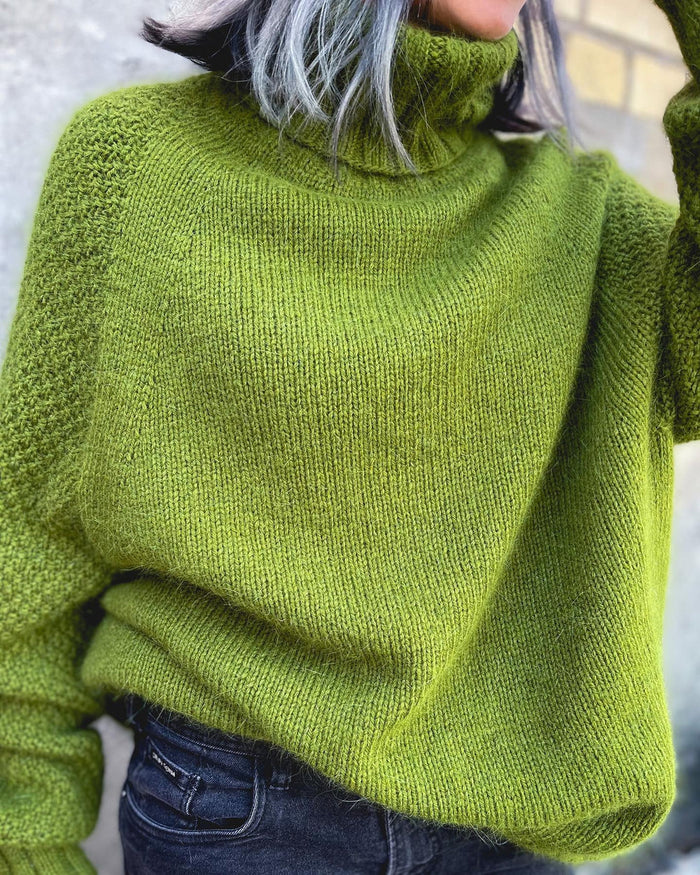 Damen-Oversized-Rollkragenpullover in Grün für den Herbst